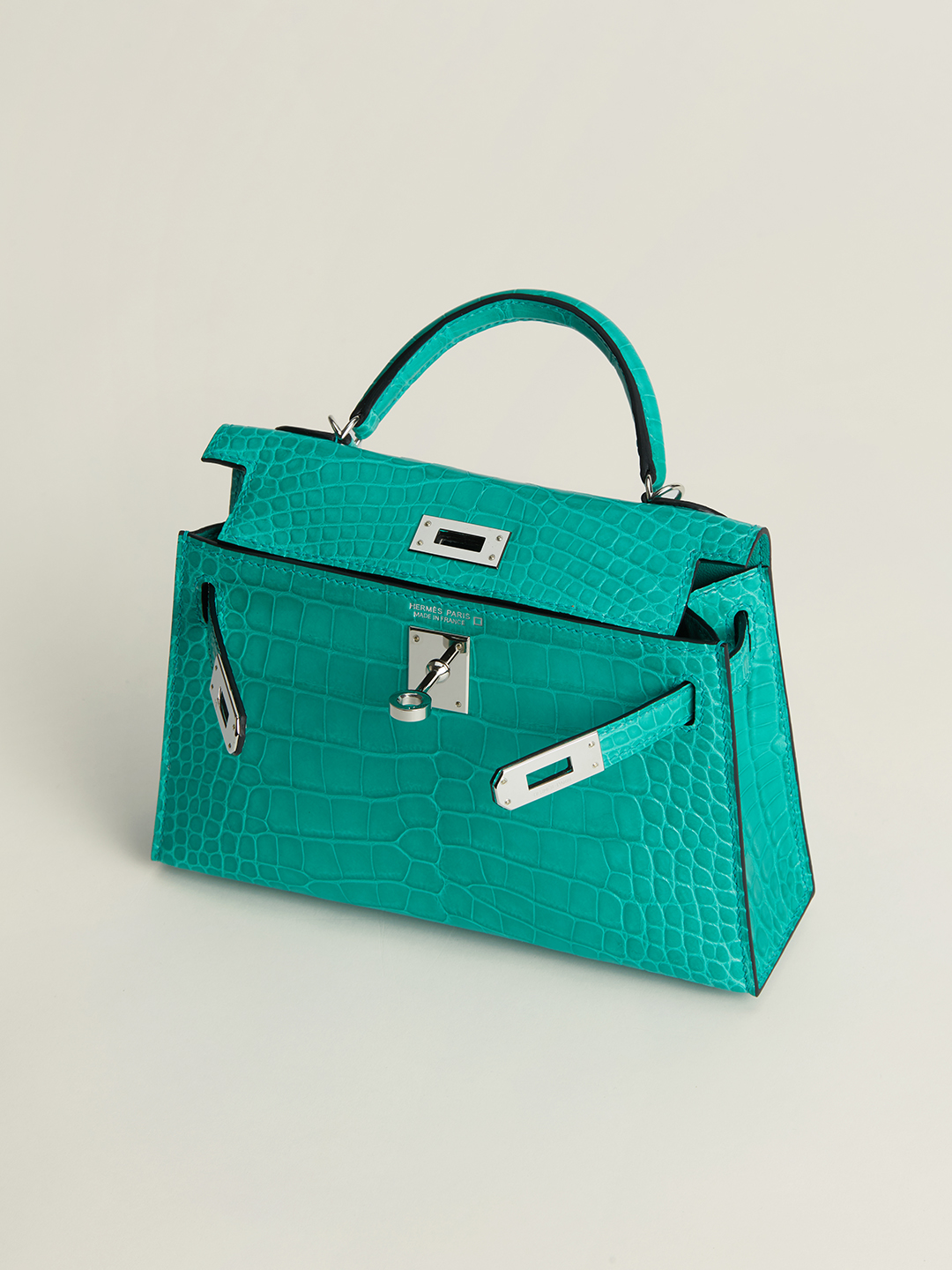 Hermes Kelly Mini II Bag 19CM In Vert Empire Shiny Alligator Leather